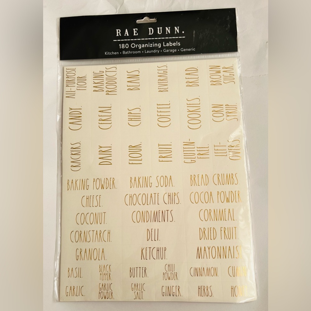 New Rae Dunn 180 Organizing Labels Gold Lettering on Ivory Labels Rae Dunn Font